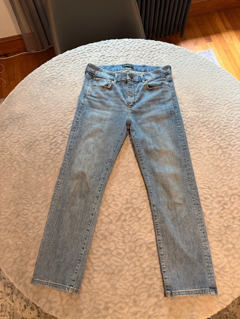Ann Taylor Classic Mid Rise Straight Jeans in Light Blue